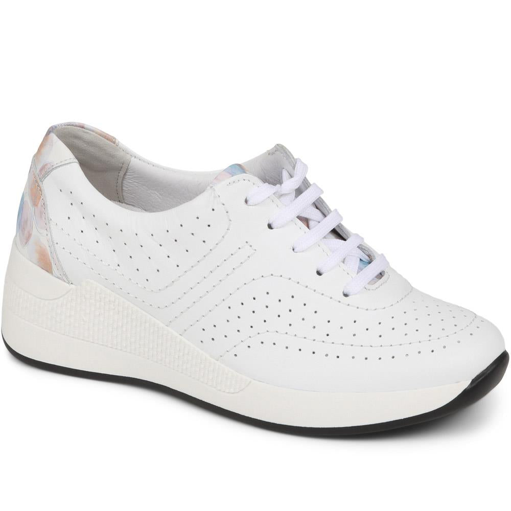 Wide Fit Leather Trainers - CAL37013 / 323 763 image 0