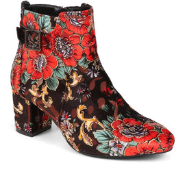 Heeled Floral Ankle Boots