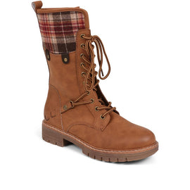 Tartan Accent Calf Boots