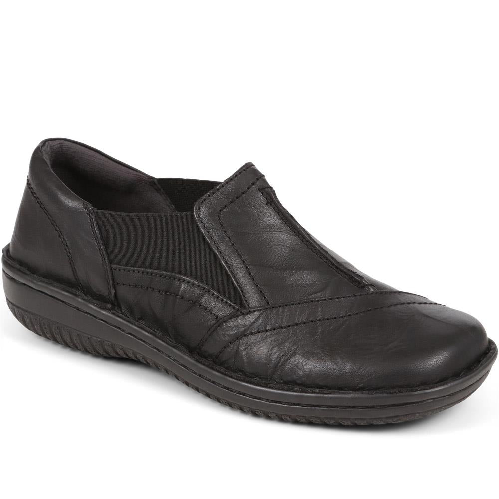 Elasticated Leather Slip Ons - HAK38029 / 324 707 image 0