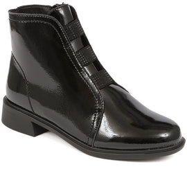 Patent Slip-On Ankle Boots