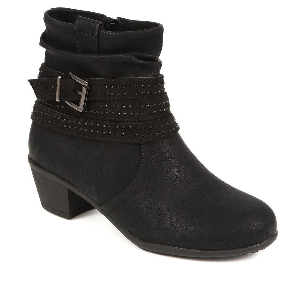 Heeled Buckle Strap Slouch Boot - PLAN38019 / 324 216 image 0
