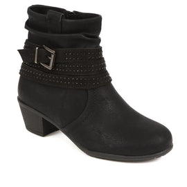 Heeled Buckle Strap Slouch Boot