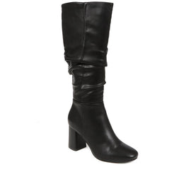Knee High Slouch Heeled Boots