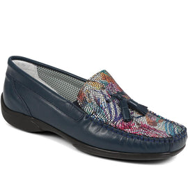 Embroided Panel Leather Loafers