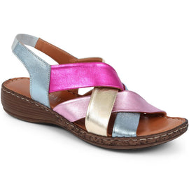 Leather Cross-Strap Sandals 