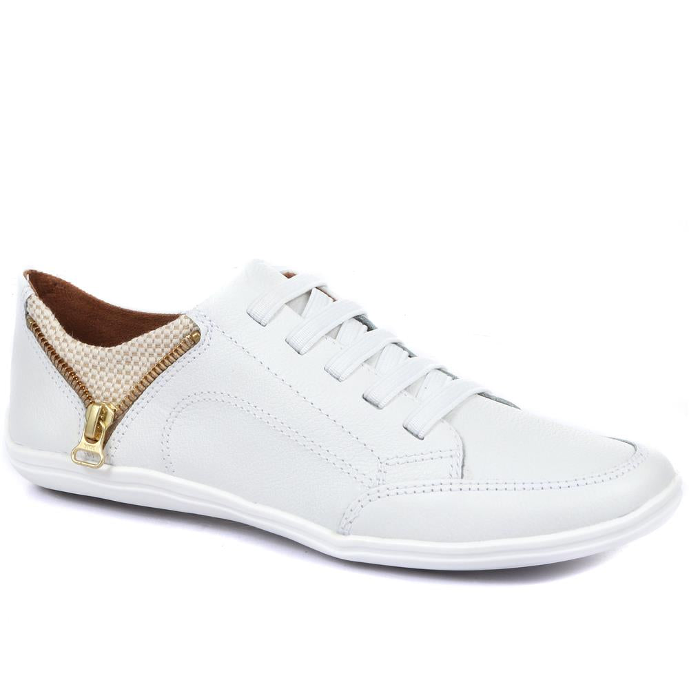 Leather Trainer with Zip Detail - BOT25018 / 309 566 image 0