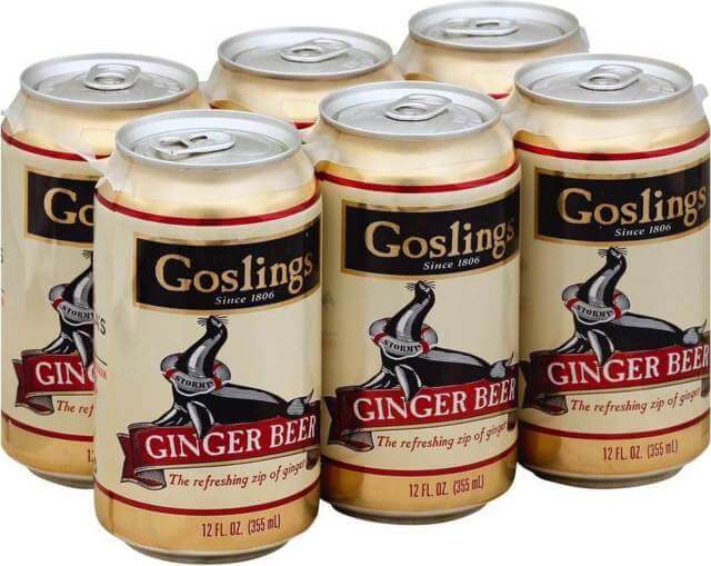 six cans of Gosling ginger beer 12 ounces