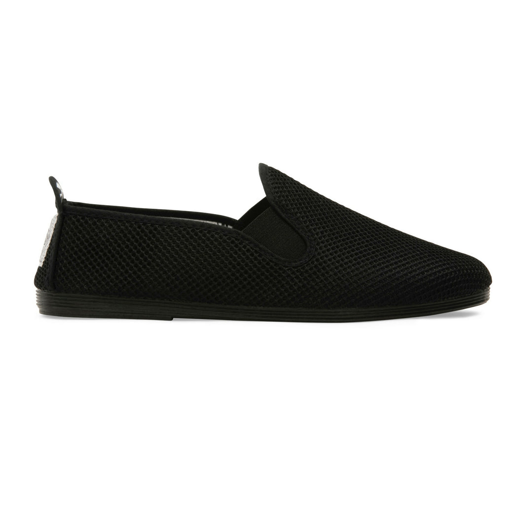 black mesh slip on shoes