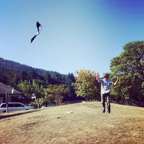 Leland making a kite.