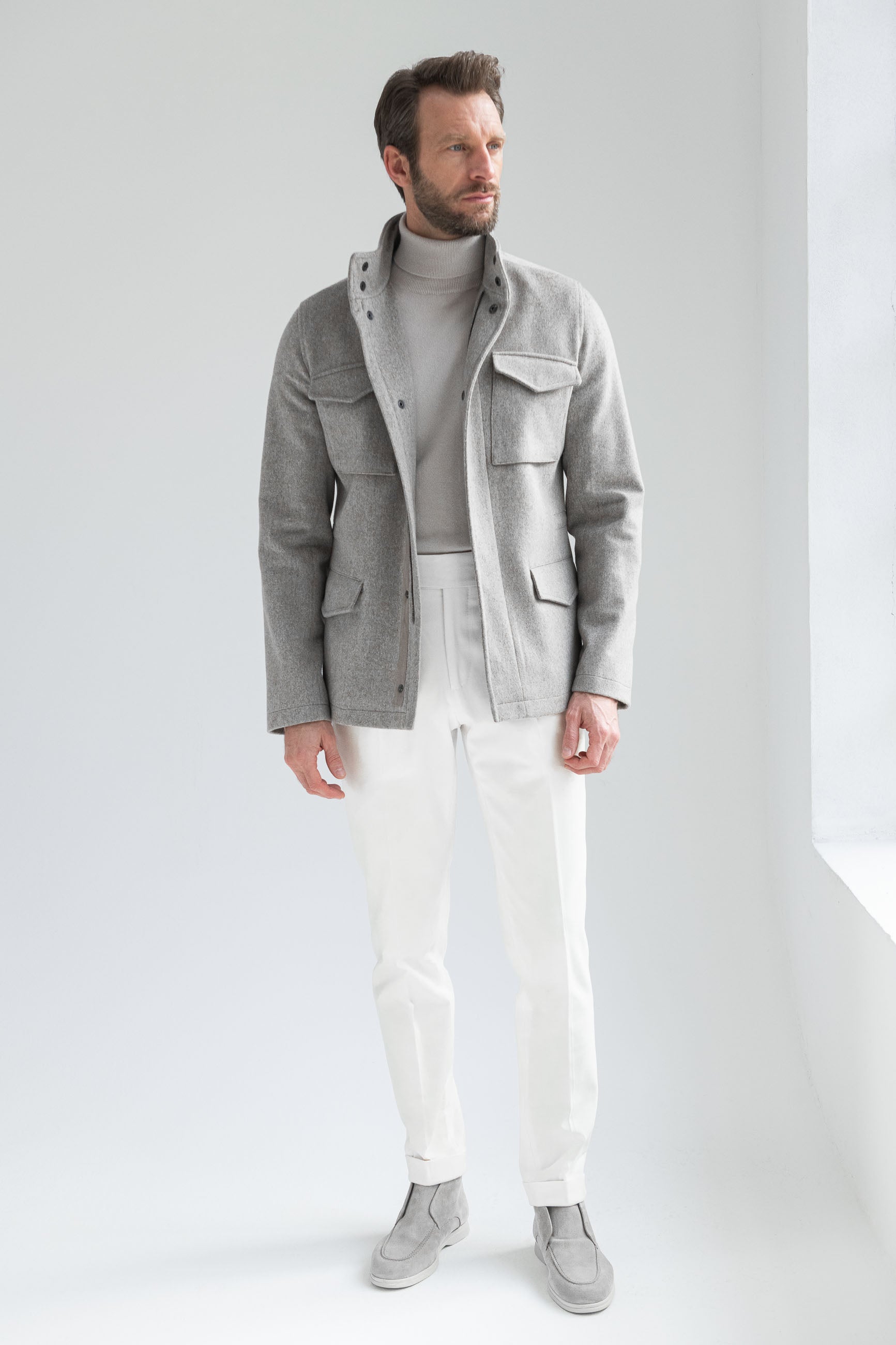 Beige field jacket in Loro Piana fabric - Made in Italy - Pini Parma product image