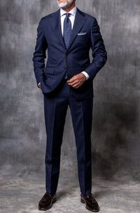 BLUE FULL CANVAS SUIT IN LORO PIANA WOOL - Made in Italy - Pini Parma