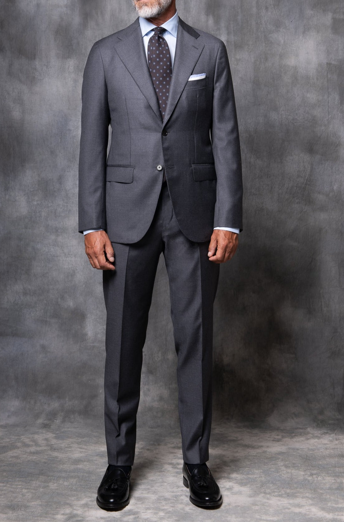 GREY FULL CANVAS SUIT IN LORO PIANA WOOL - Made in Italy - Pini Parma