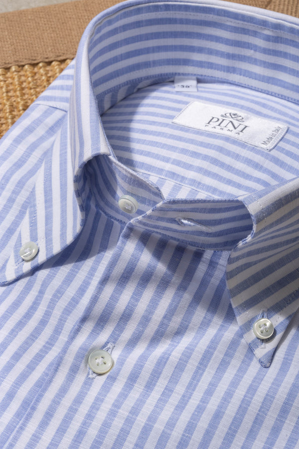 Button down light blue striped shirt ”Sartoriale collection”- Made In ...