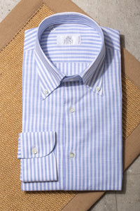 Button down light blue striped shirt ”Sartoriale collection”- Made In ...