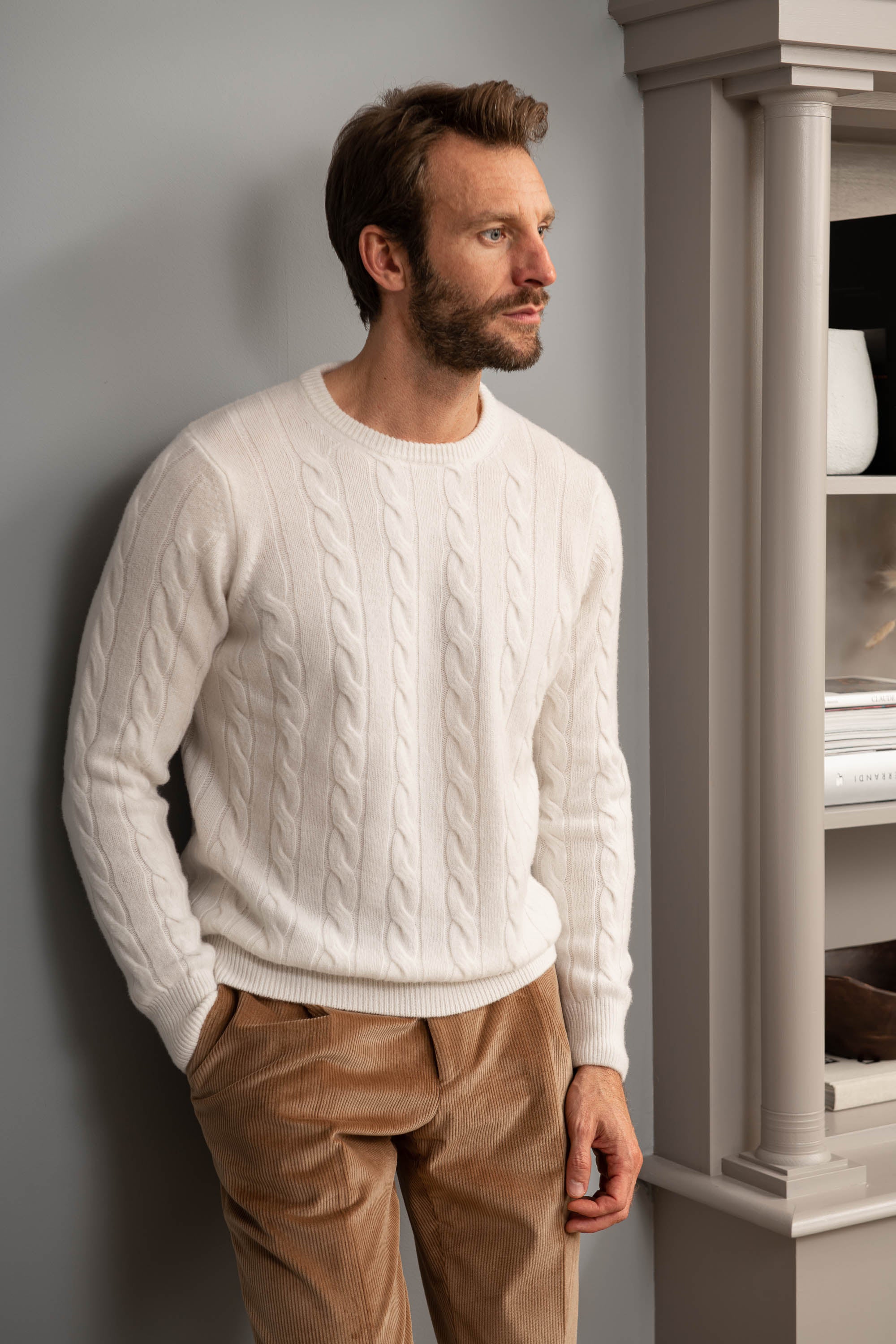 Blue cable knit sweater – Made in italy