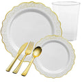 CONFETTI COLLECTIONS PLASTIC WHITE GOLD TABLEWARE PACKAGE