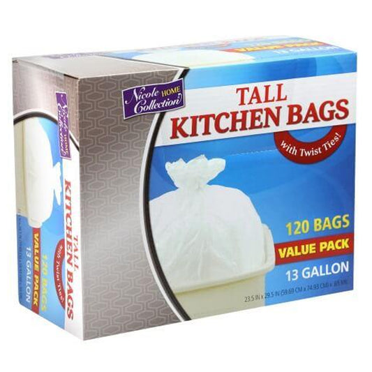 Nicole Home Collection Tall Kitchen Drawstring Trash Bags 13 Gal 50ct