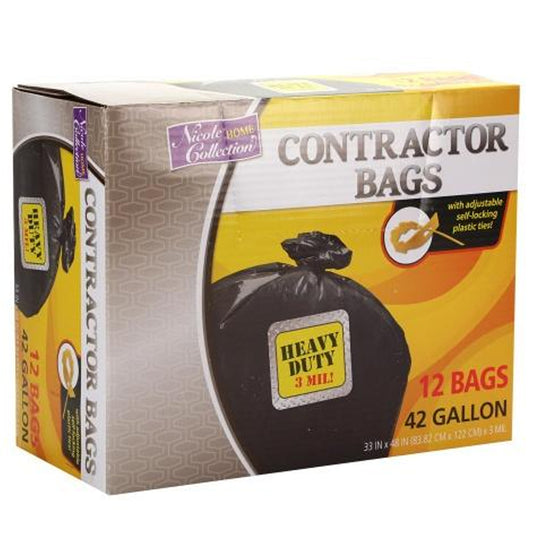 Nicole Home Collection Heavy Duty Drum Liners Trash Bags, 55 Gallon, Black, 20 C