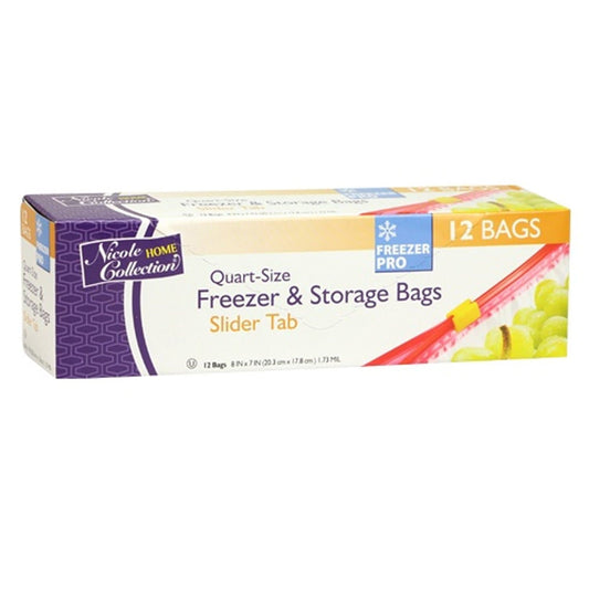 Nicole Home Collection Quart Size Freezer Storage Bags with Slide 30 Pieces