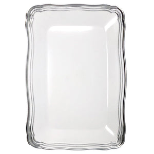 Posh Setting Disposable Heavyweight Serving Party 9 x 13 Platters White Rectangular Serving Trays With Silver Rim Border Plastic Serving Tray 6 Pack 