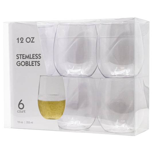 12oz. Clear Plastic Stemless Wine Glasses by Celebrate It™, 20ct