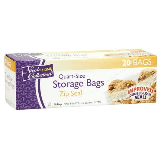 Nicole Home Collection 40 Count Zip Seal Storage Quart Size Bags