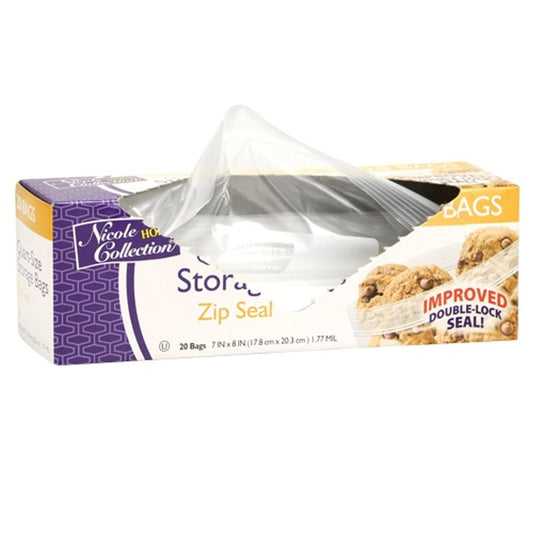 Nicole Home Collection Zip Seal Sandwich Bags, 50 ct, Clear