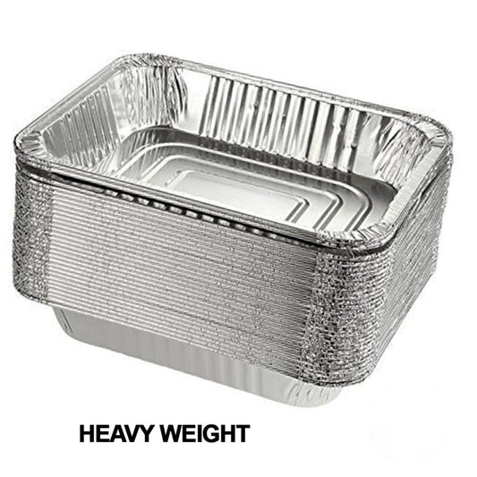Disposable 9x13 Heavyweight Aluminum Foil Pans Half Size Deep Pans with Dome Lids| 10 ct