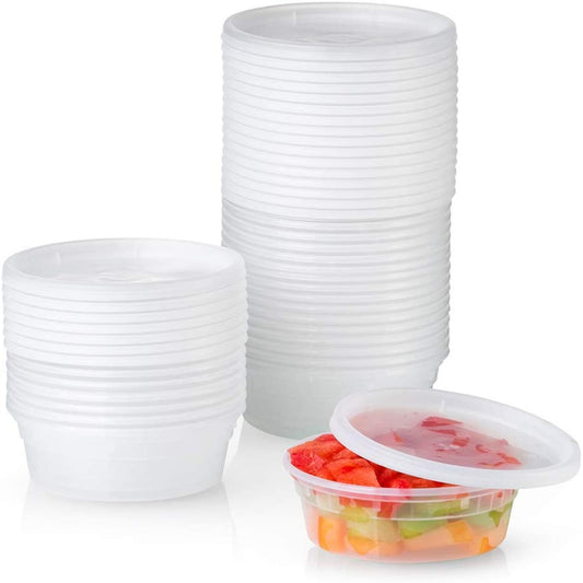 8 oz Plastic Food Storage Heavy-Duty Deli Containers with Lids - Restaurant  Food