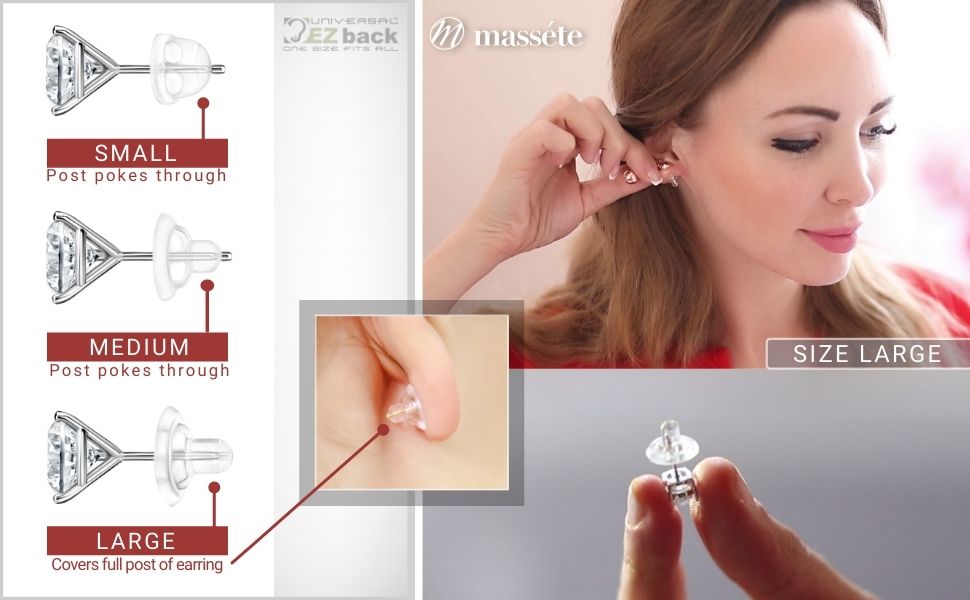 Universal EZback Earring Backs Soft Clear Silicone and Sterling