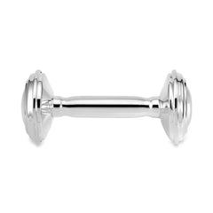 Silver baby rattle barbell