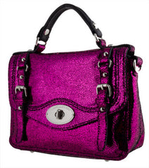 Lancaster Paris Disco Crossbody in Gorgeous Glittery Fuschia Lambskin 