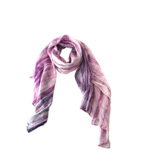 Hand Dyed 100% Silk Lua Watercolor Scarf in Shades of Purple & Dark Gray