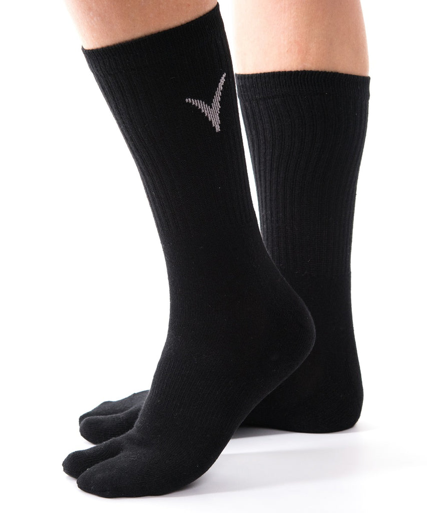 V-Toe Athletic Flip-Flop Tabi Big Toe Crew Socks - Black Solid – V-Toe ...