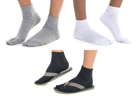 3 Pairs Charcoal Grey Wool Split Toe Tabi Socks For Hiking Or Casual –  V-Toe Socks, Inc