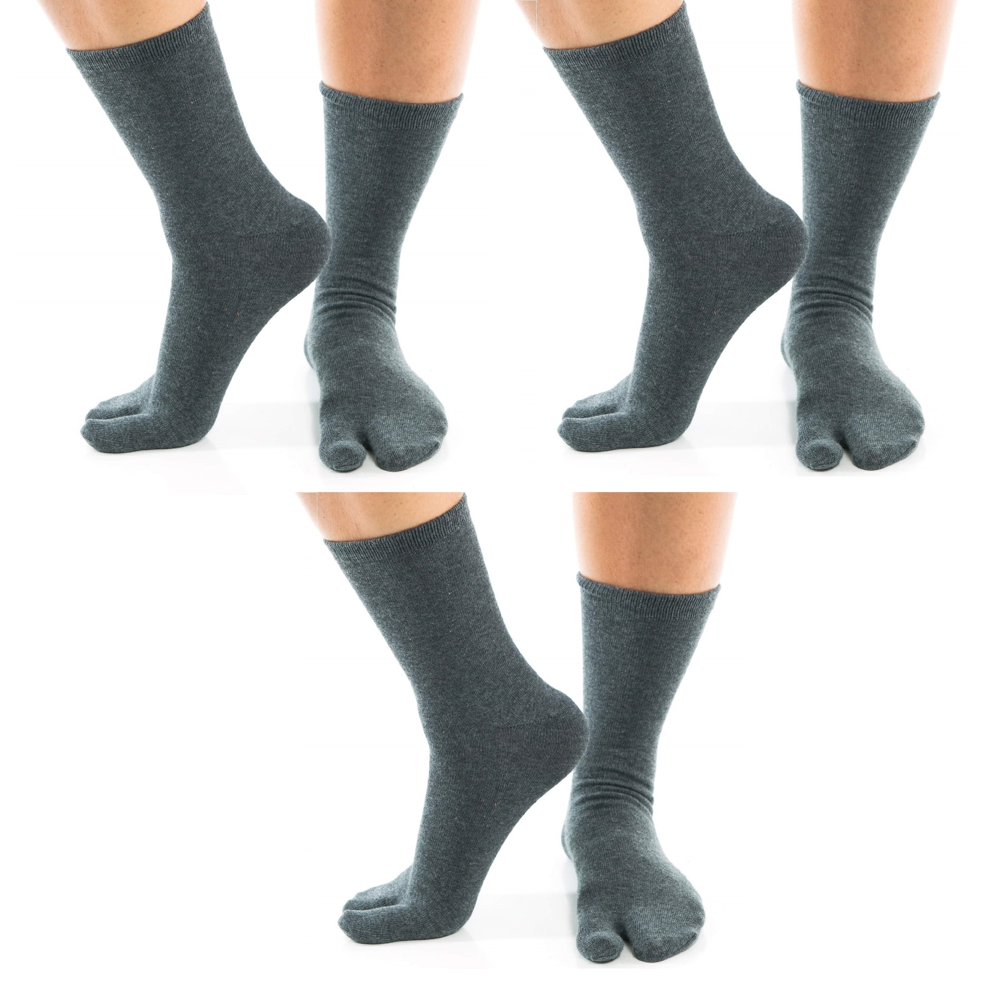 3 Pairs Casual - V-Toe Flip Flop Tabi Socks Gunmetal Grey Solid#N# – V ...