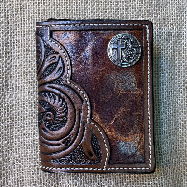 Men's Tooled Leather Trifold Wallet - D250001402 – Blair's Western Wear ...