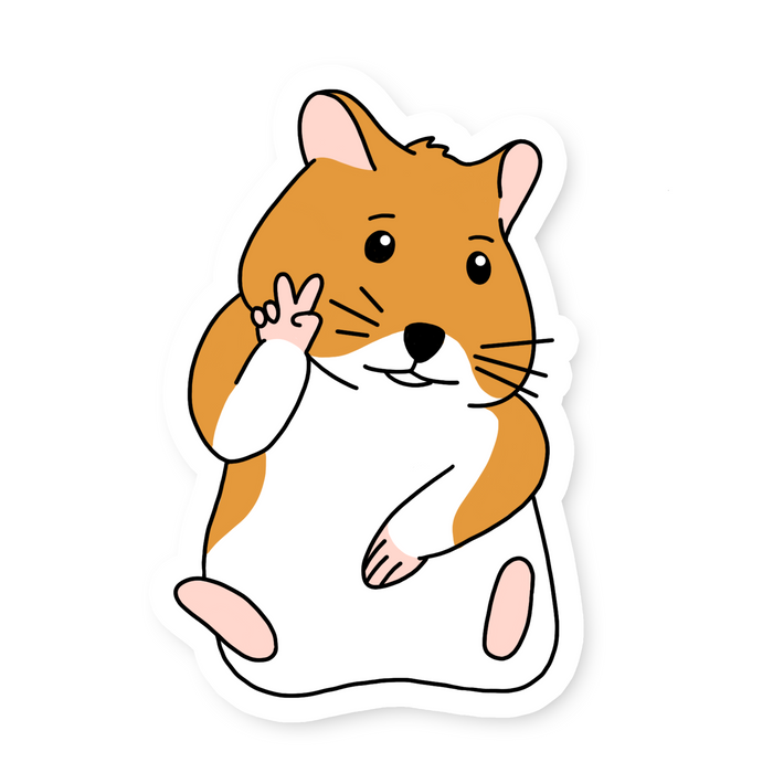 Hamster Peace Sign Sticker