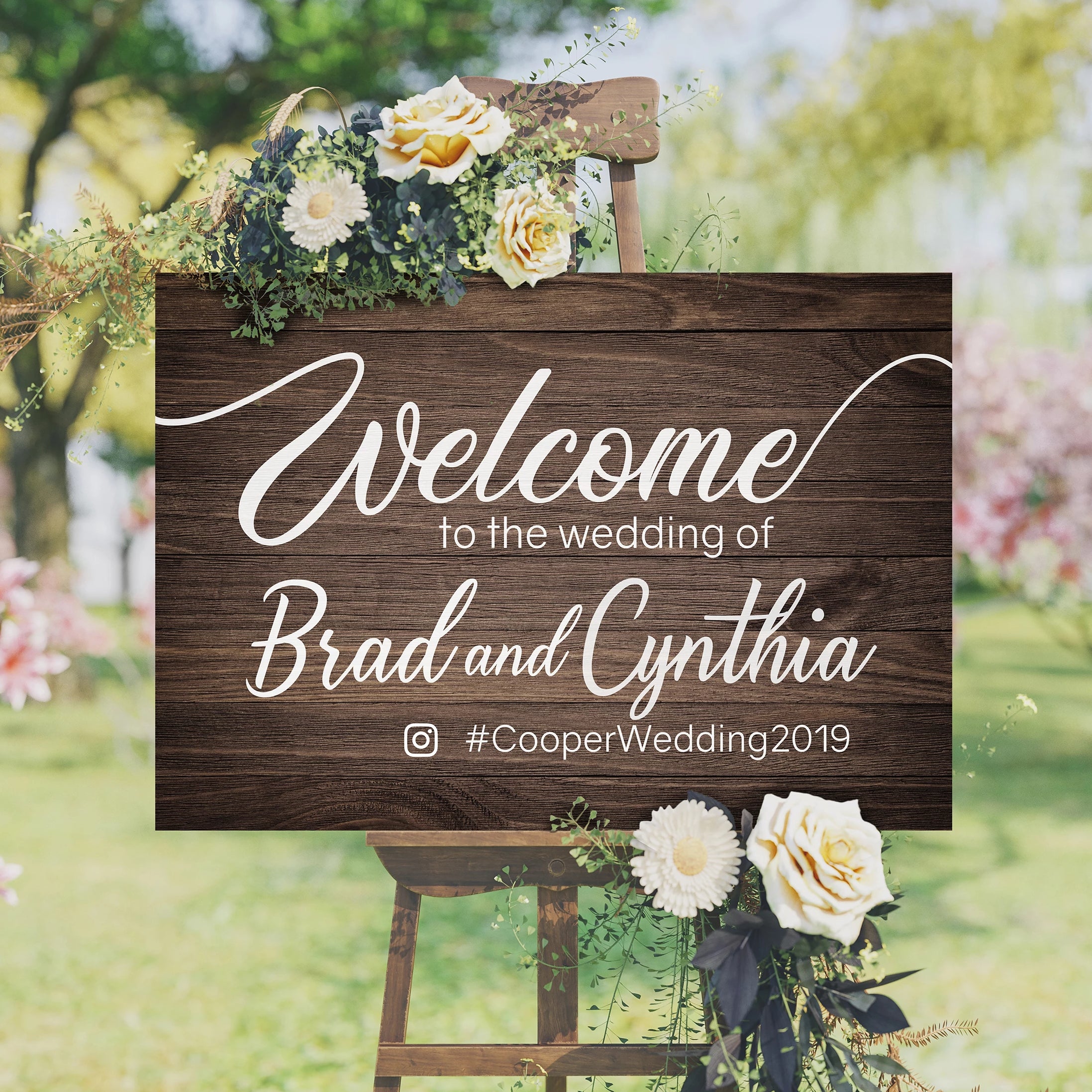 Wedding Welcome Sign Dark Rustic Wood