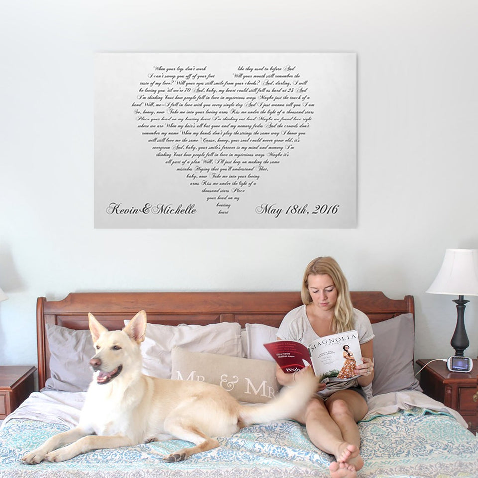 Heart Lyrics Canvas Second Anniversary Gift