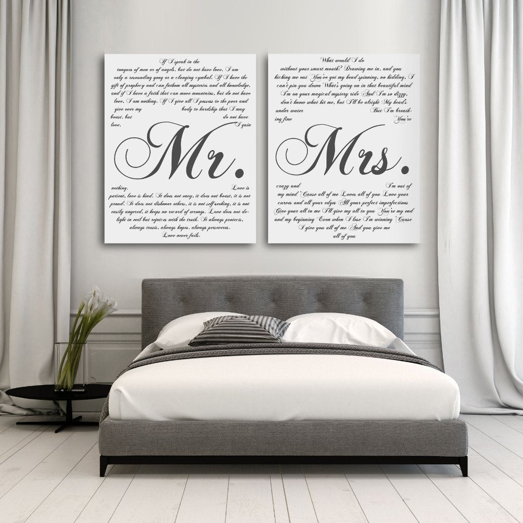 Mr And Mrs Vows On Canvas - Personalized Wall Art