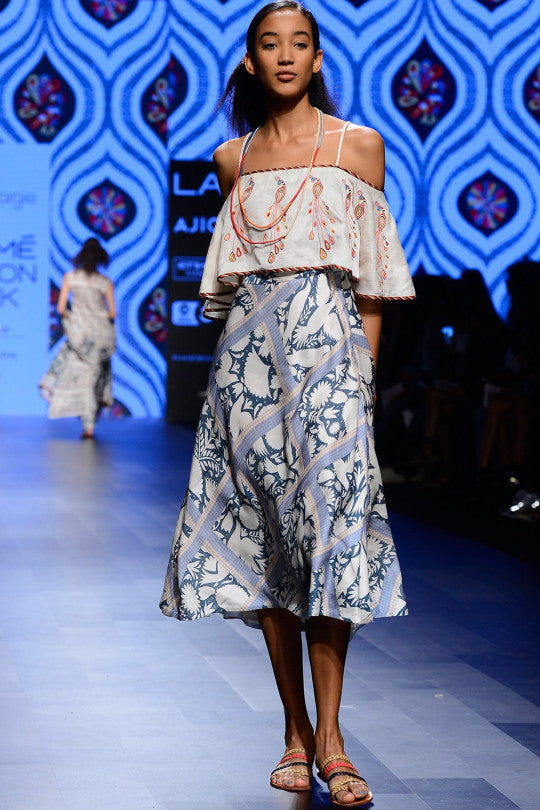 Swati Vijay Vargie's Designer Off- Shoulder Crop Top With Skirt Western Wear Lakme Fashion Week 2017 SS Collection