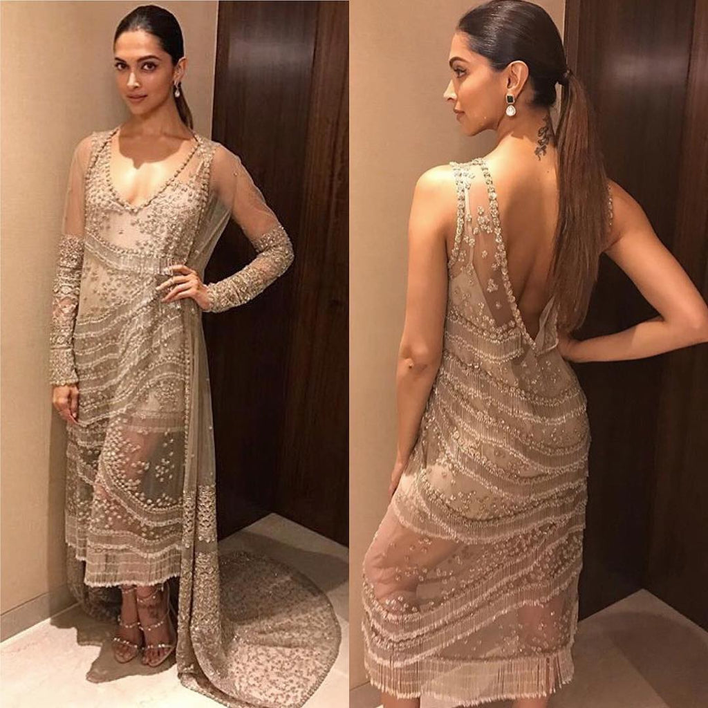 Deepika Padukon in Sabyasachi's designer golden western wear