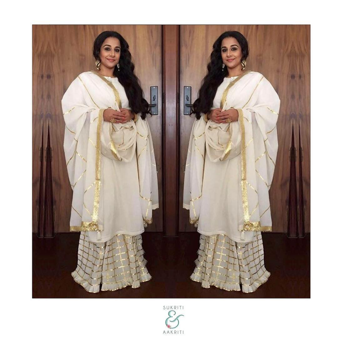 Vidya Balan looked Cool in Sukriti & Aakriti's Designer Plazzo Suit