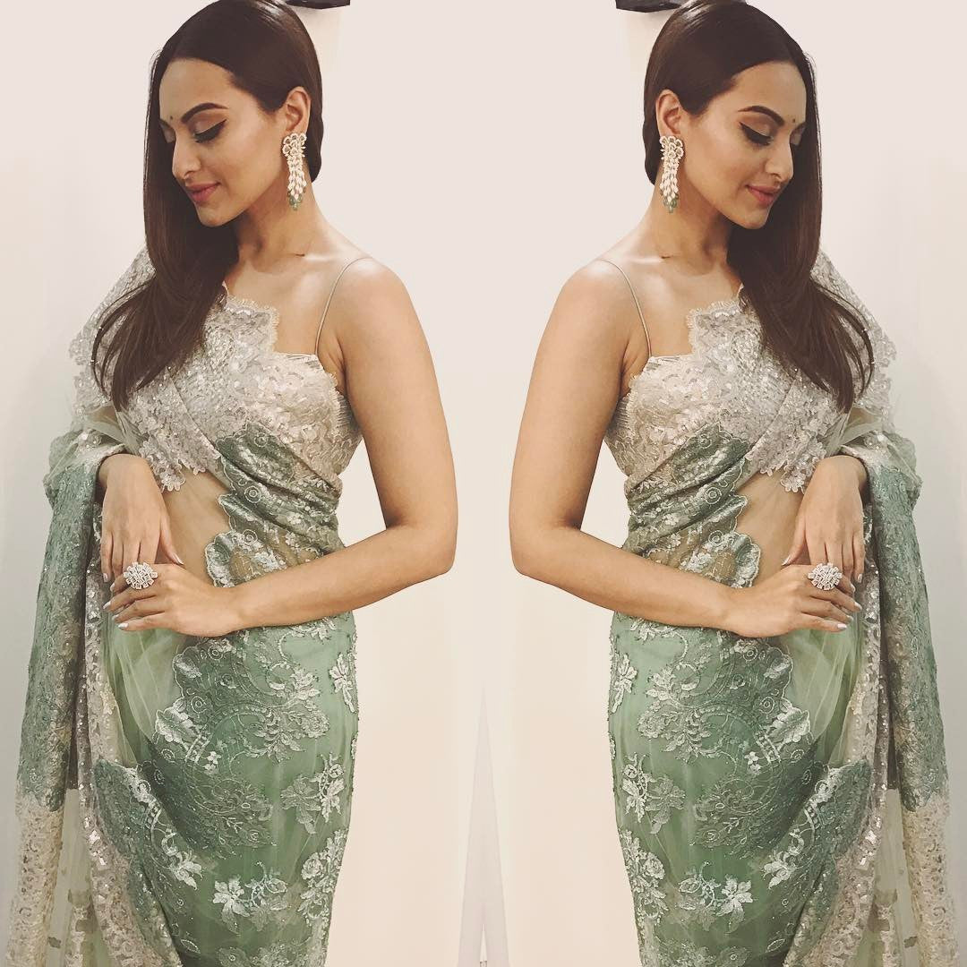 Sonakshi Sinha Looked Pretty In Shehla Khan’s Designer Saree 