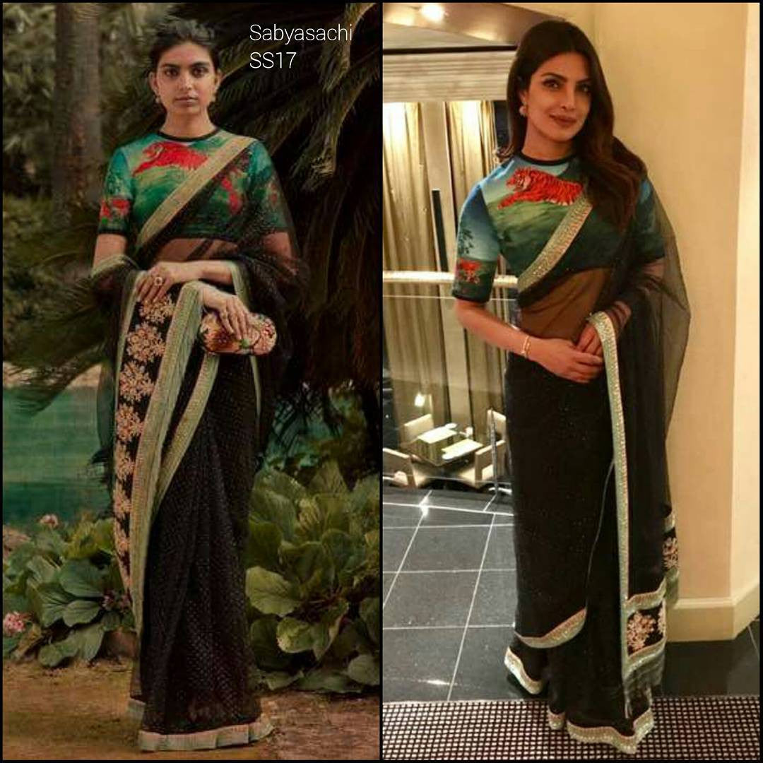 Priyanka Chopra in Sabyasachi's Saree wore at the Unicef Southafrica Gala Event