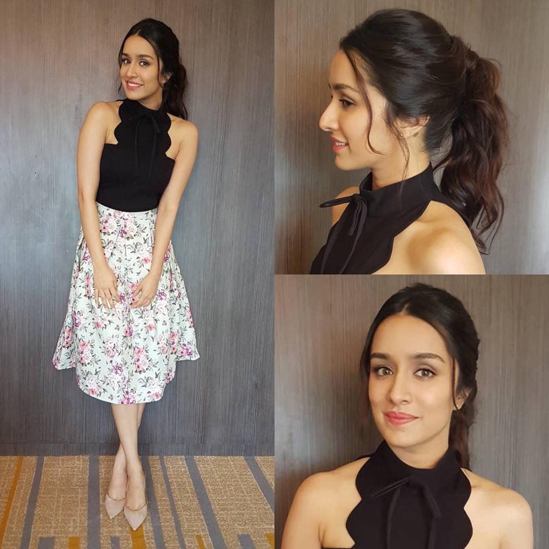 X Shraddha Kapoor - Shraddha Kapoor Looked Cool In Black Top Team Up With Floral Print Ski â€“  Lady India
