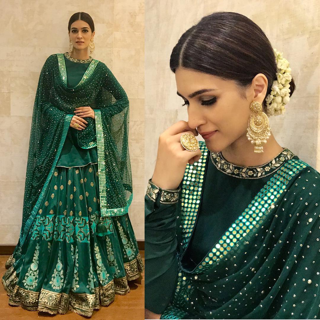 Kriti Sanon is Totally Nailing in Green Designer Lehenga By Sukriti And Aakriti