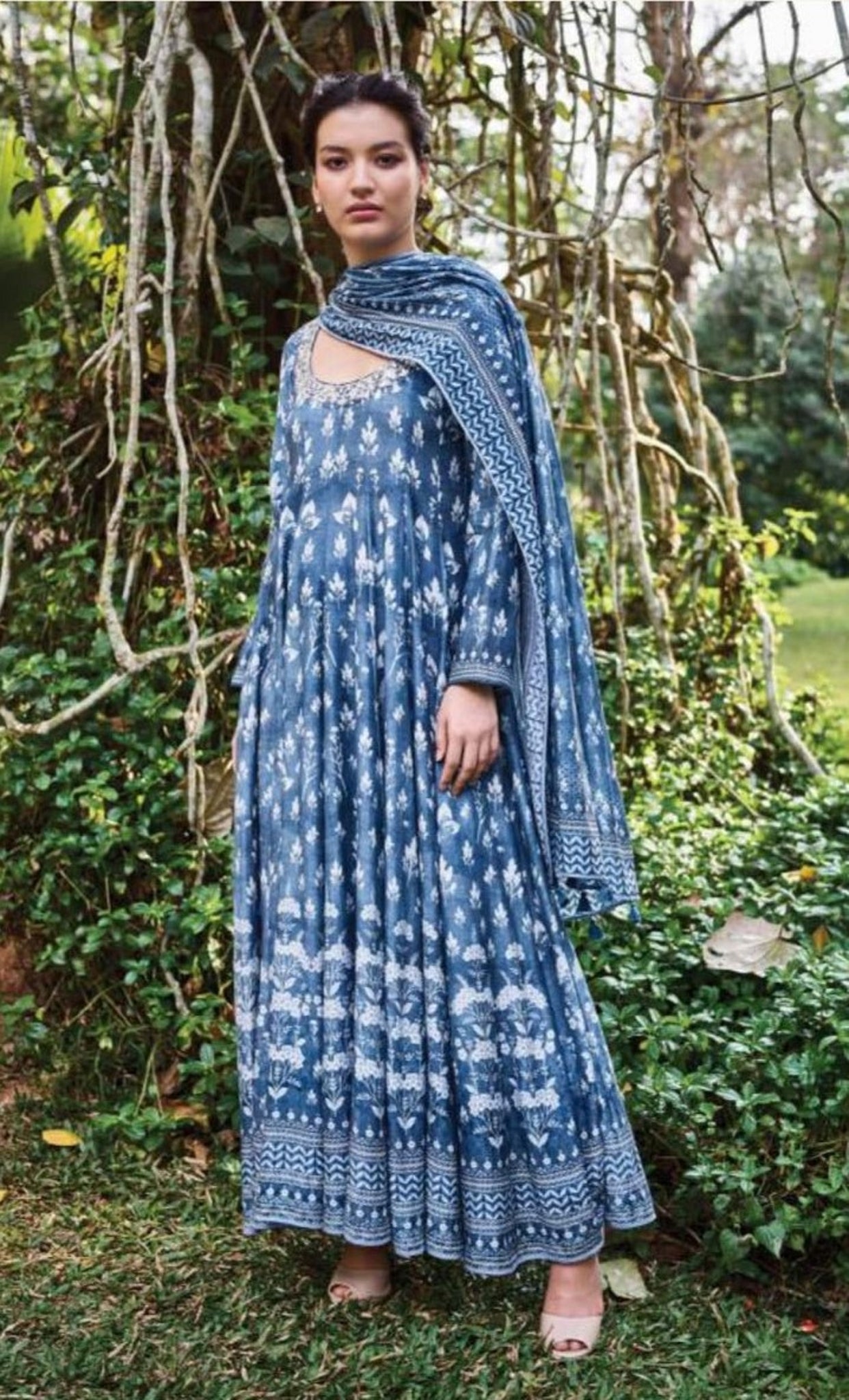Alia Bhatt in Anita Dongre's Cotton Printed Anarkali Suit for 